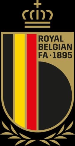 Belgian football fans in red-devil face paint cheering in a stadium
