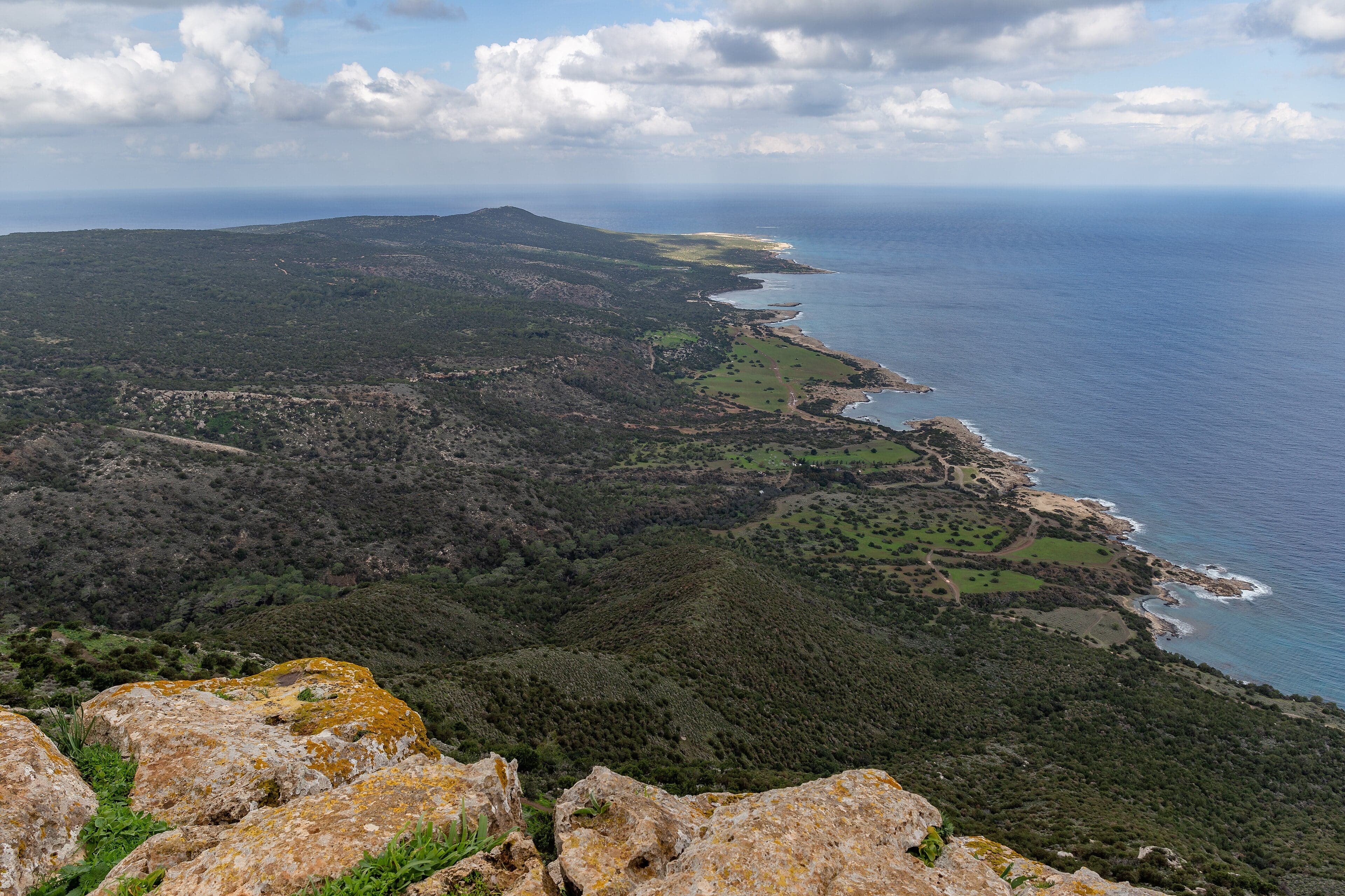A deserted white-sand beach on the Akamas peninsula with turquoise water