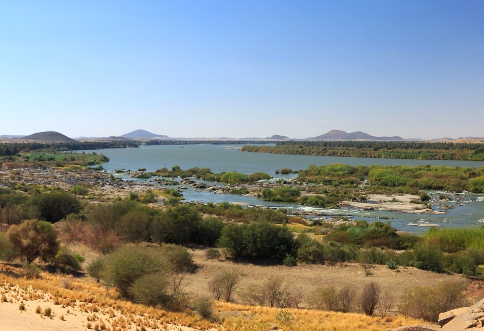 The River Nile winding between rocky shores and green banks
