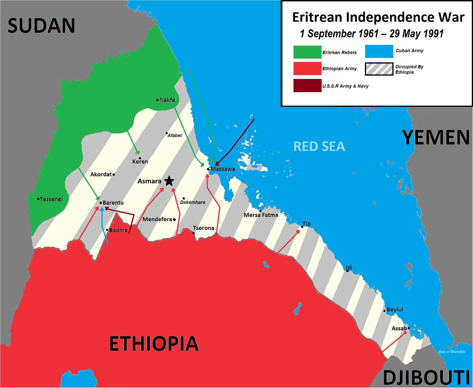 Crowds of Eritreans in colourful traditional dress celebrating with flags and music on Independence Day