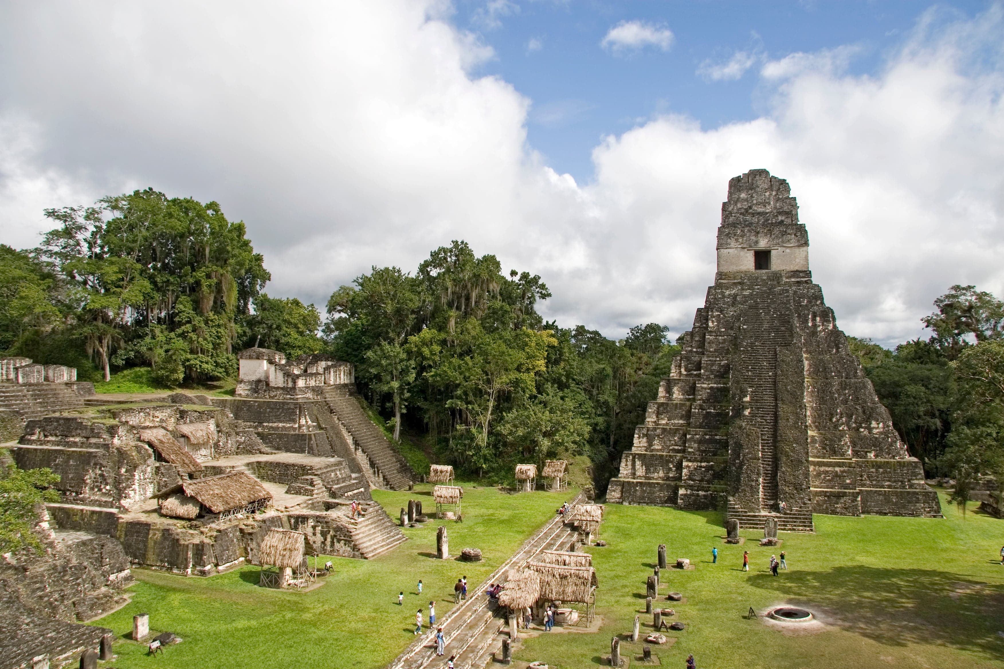 Tikal Temple I rising above the jungle canopy at sunrise
