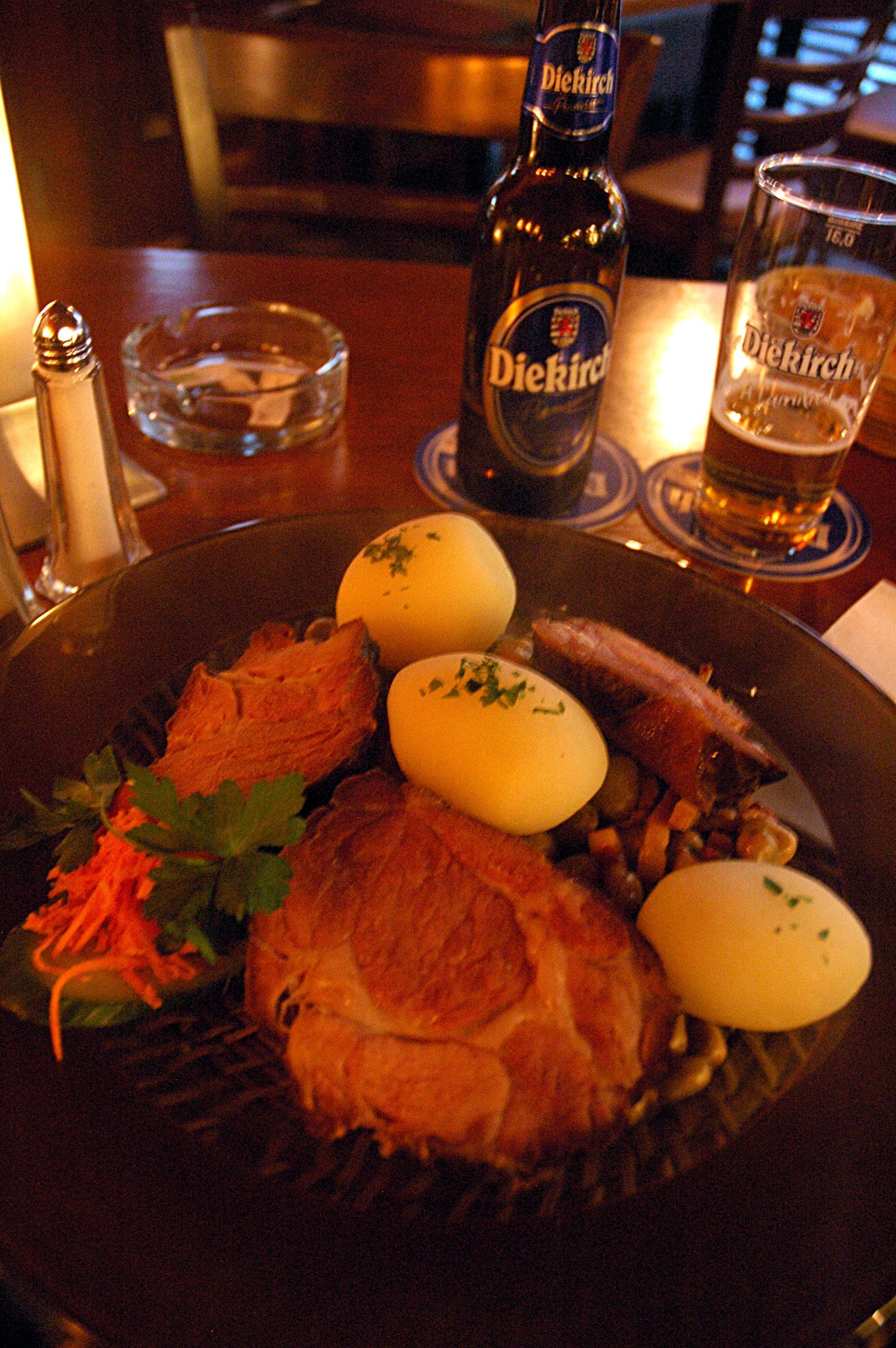 A plate of judd mat gaardebounen - smoked collar of pork with broad beans and potatoes