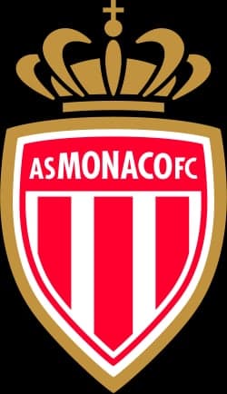 AS Monaco players celebrating a goal in their red and white kit