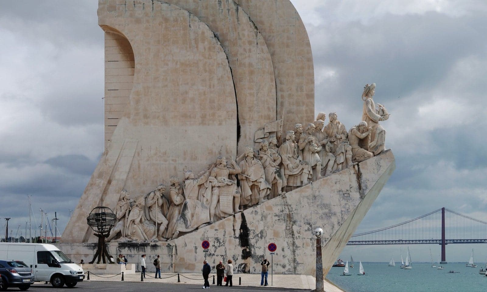 The Monument to the Discoveries in Lisbon, showing carved figures of Portuguese navigators