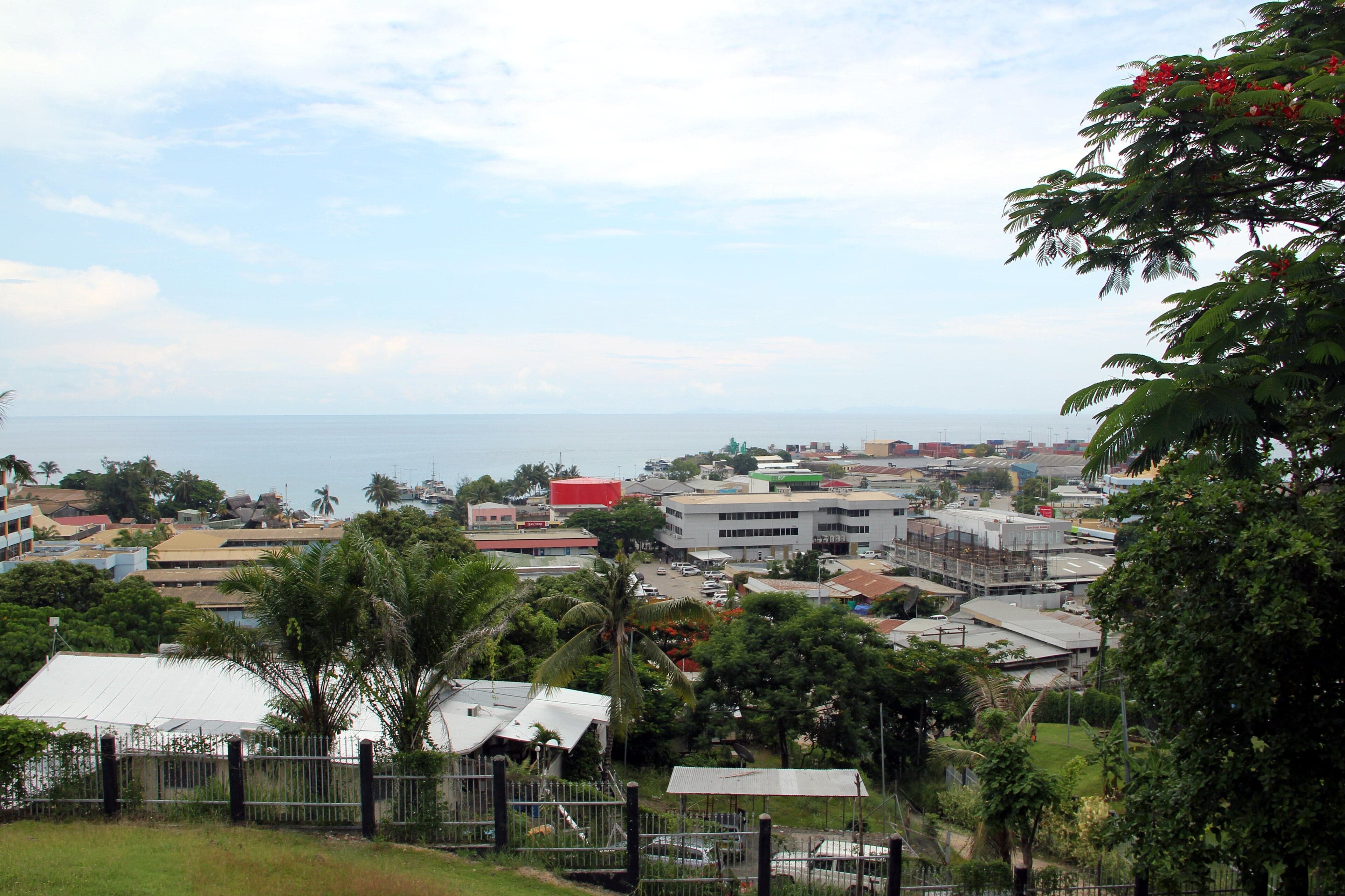 The waterfront and market of Honiara, capital of the Solomon Islands