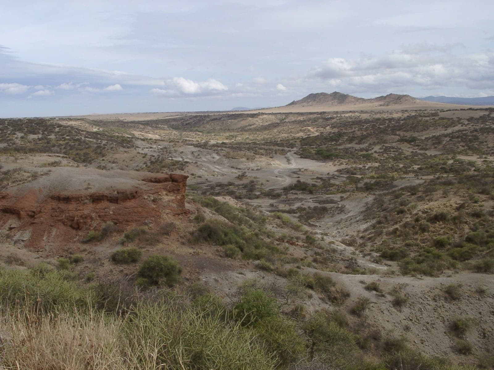 The dramatic layered cliffs of Olduvai Gorge in northern Tanzania