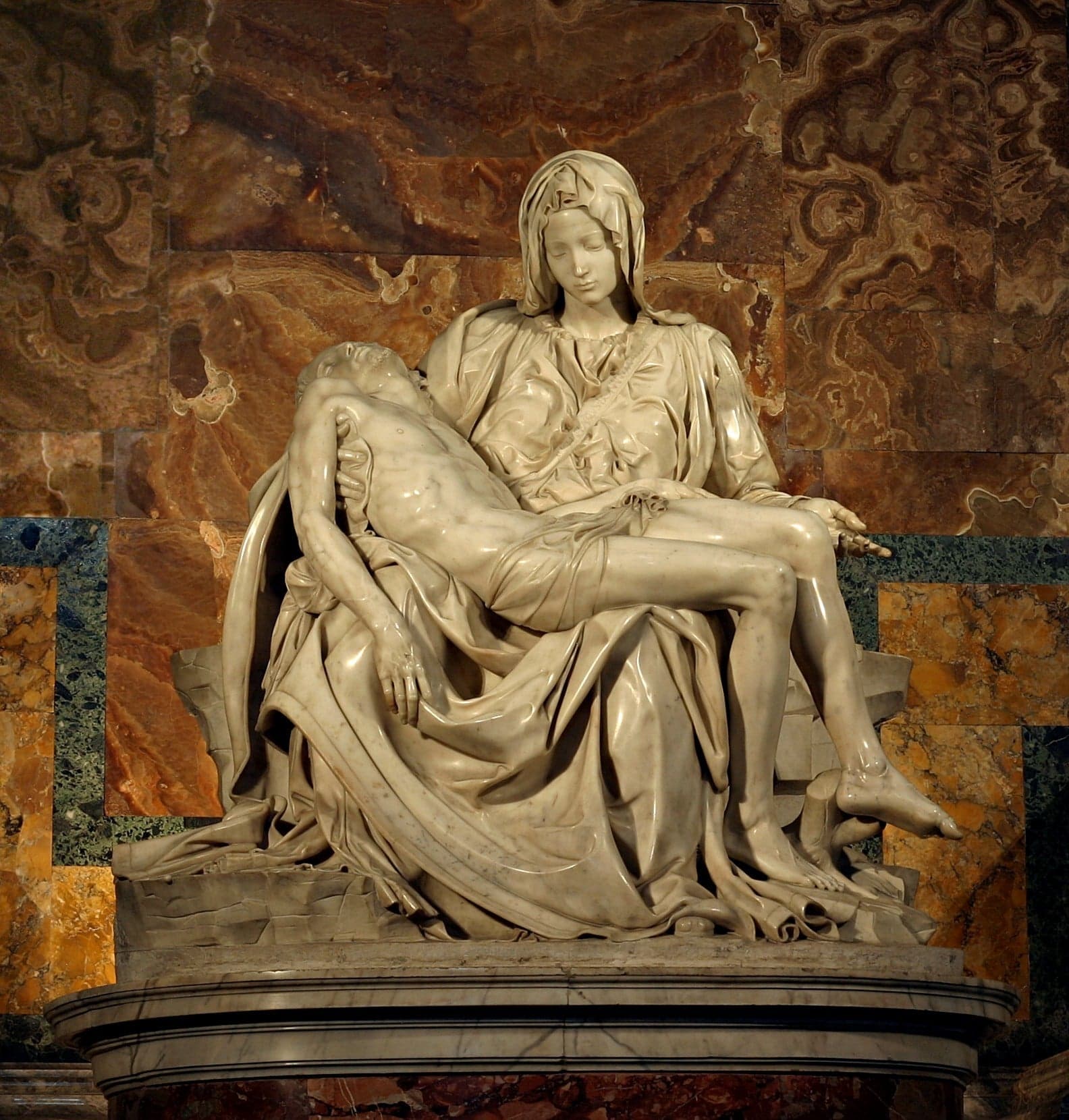 Michelangelo's Pietà marble sculpture inside St Peter's Basilica