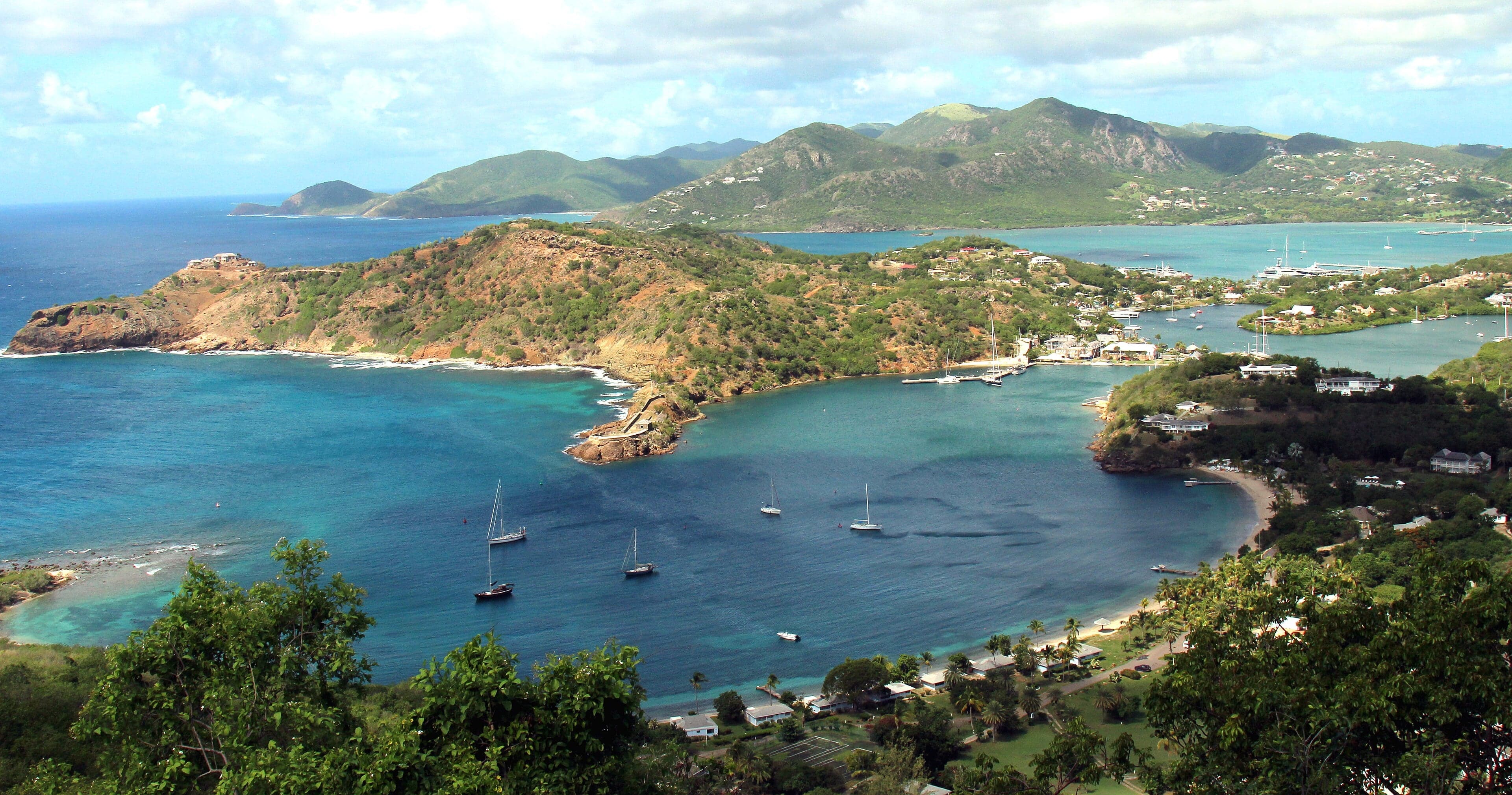 The view from Shirley Heights over English Harbour and the surrounding islands
