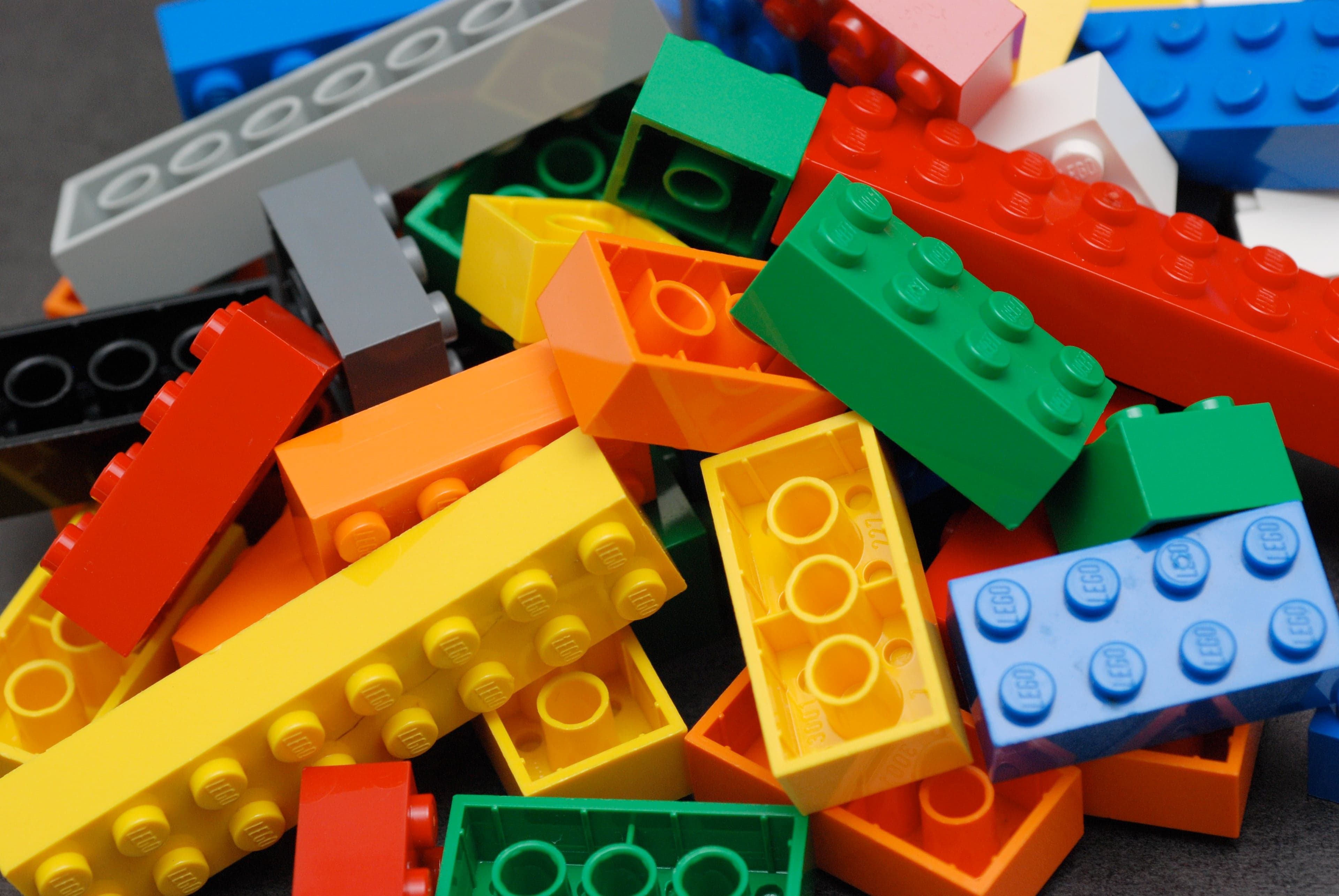 Colourful stack of classic LEGO bricks