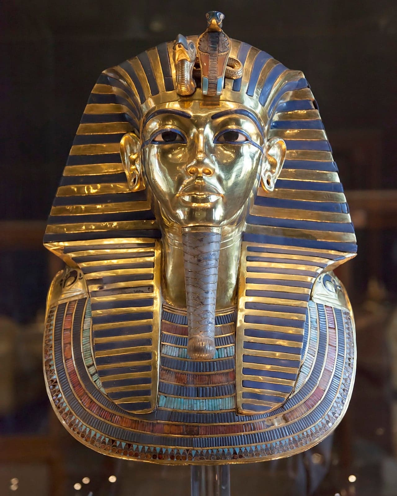 The golden funeral mask of the pharaoh Tutankhamun