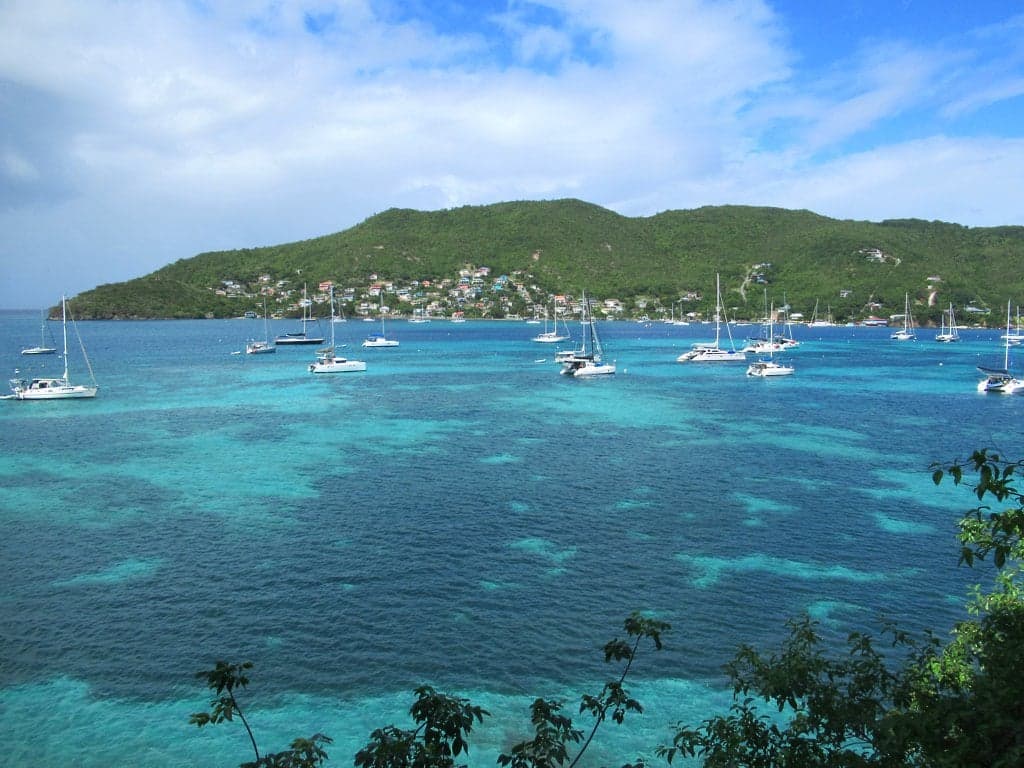 Colourful wooden fishing boats moored in Admiralty Bay, Bequia
