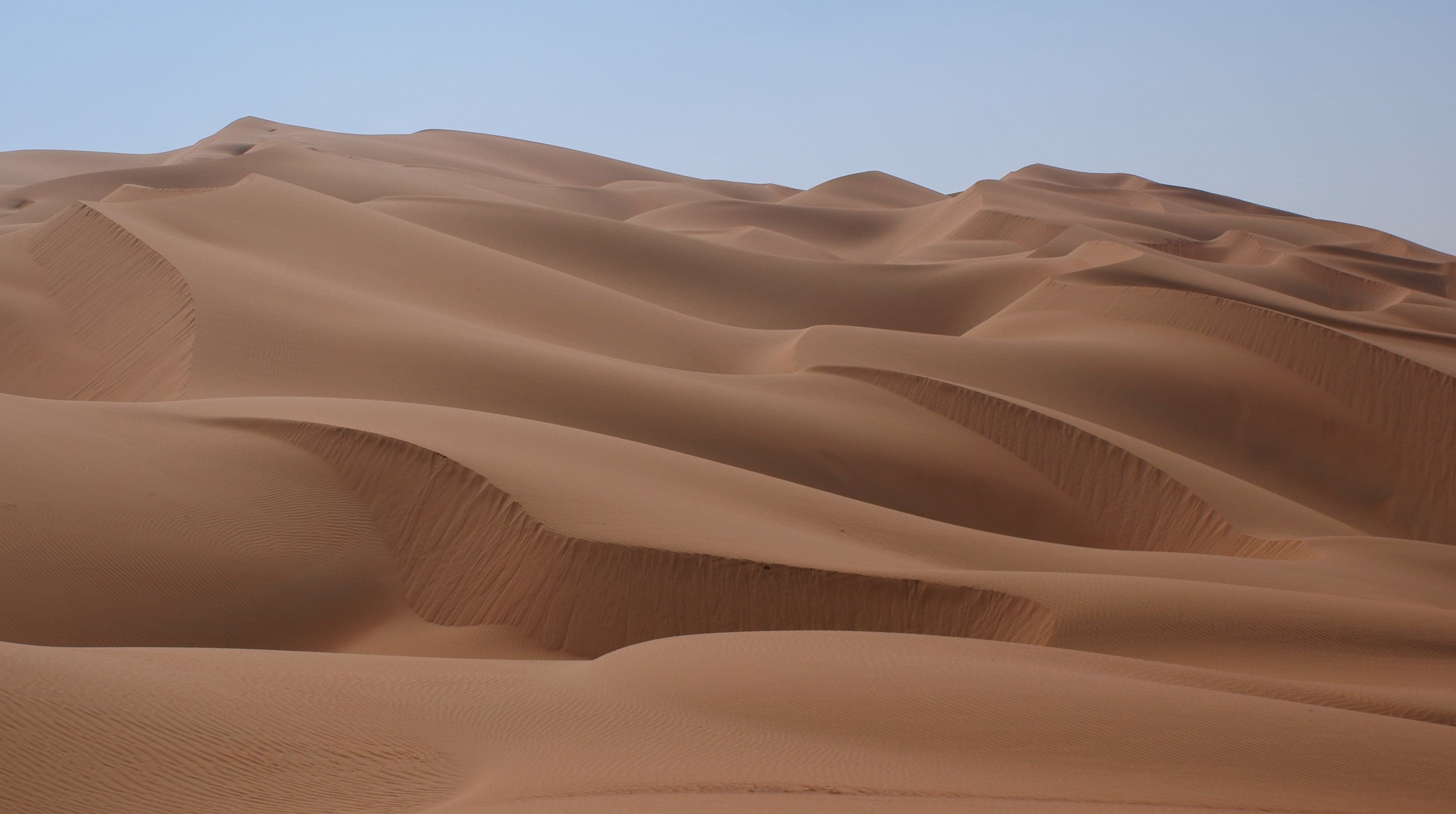 Endless orange sand dunes of the Rub al Khali desert