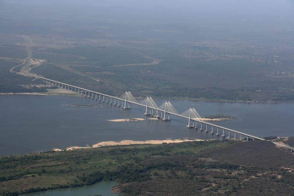 The wide Orinoco River winding through tropical forest in Venezuela